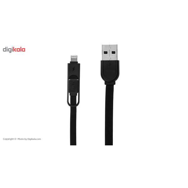 Remax 2in1 USB To Lightning And MicroUSB Cable 1m، کابل تبدیل USB به لایتنینگ و microUSB ریمکس مدل 2in1 طول 1 متر