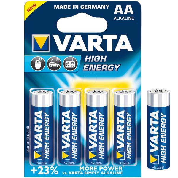 Varta High Energy Alkaline LR6AA Batteryack of 4+1، باتری قلمی وارتا مدل High Energy Alkaline LR6AA بسته 1+4 عددی