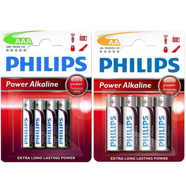Philips Power Alkaline AA and AAA Battery Pack of 8، باتری قلمی و نیم قلمی Philips Power Alkaline مدل Power Alkaline بسته 8 عددی