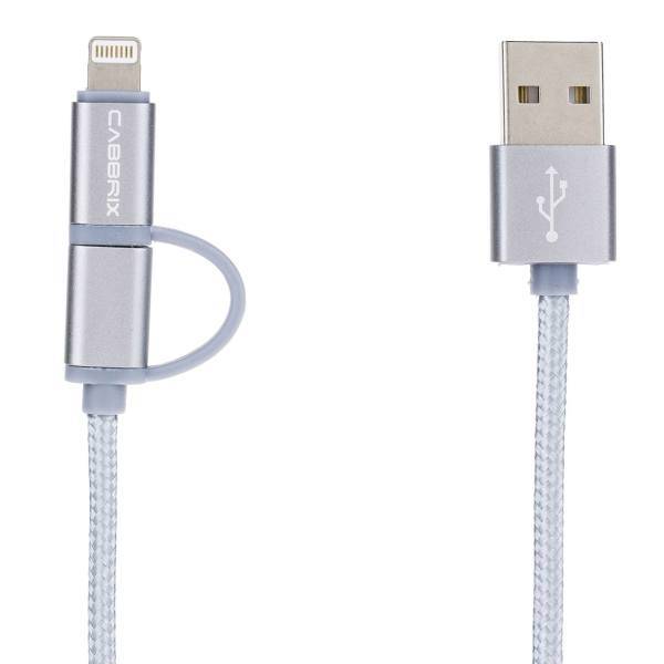 Cabbrix USB To Lightning/microUSB Cable 2m، کابل تبدیل USB به لایتنینگ/MicroUSB کابریکس طول 2 متر