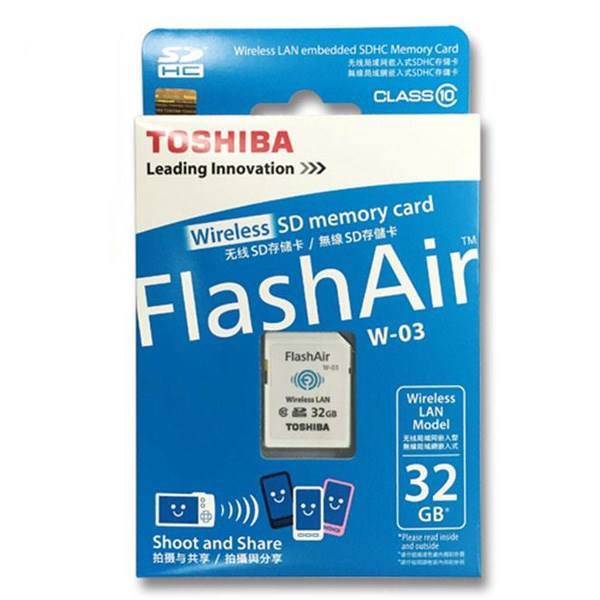 Toshiba Flash Air 32GB W-03 SD-R032GR7AL03A، کارت حافظه توشیبا مجهز به شبکه بیسیم Flash Air 32GB W-03 SD-R032GR7AL03A