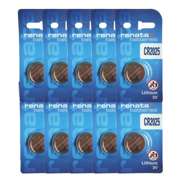 Renata CR2025 minicell 10Pcs، باتری سکه ای رناتا مدل CR2025 بسته 10 عددی