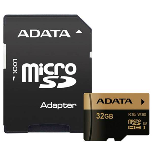 Adata XPG UHS-I U3 Class 10 95MBps microSDHC With SD Adapter - 32GB، کارت حافظه microSDHC ای دیتا مدل XPG کلاس 10 استاندارد UHS-I U3 سرعت 95MBps همراه با آداپتور SD ظرفیت 32 گیگابایت