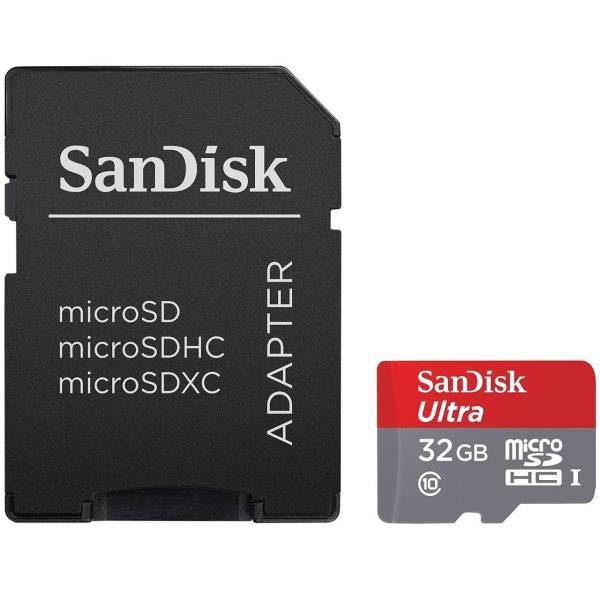 SanDisk Ultra UHS-I U1 Class 10 48MB/s microSDHC With Adapter - 32GB، کارت حافظه سن دیسک مدل اولترا کلاس 10 استاندارد UHS-I U1 سرعت 48MB/s همراه با آداپتور تبدیل - 32GB