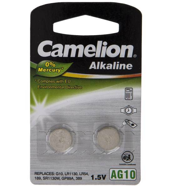 Camelion AG10 Akeline Battery Pack Of 2، باتری سکه ای کملیون مدل AG10 بسته 2 تایی