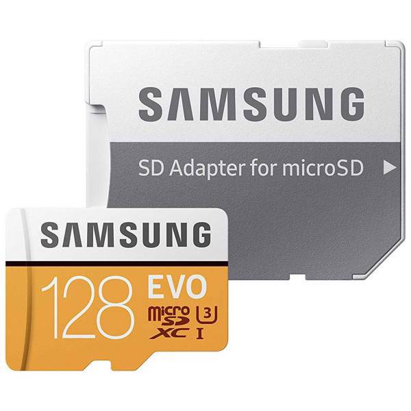Samsung Evo UHS-I U3 Class 10 100MBps microSDXC With Adapter - 128GB، کارت حافظه microSDXC سامسونگ مدل Evo کلاس 10 استاندارد UHS-I U3 سرعت 100MBps همراه با آداپتور SD ظرفیت 128 گیگابایت