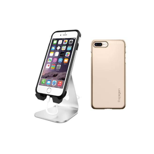 Spigen S310 Mobile Holder With Spigen Thin Fit Cover For Apple iPhone 8 Plus، پایه نگهدارنده گوشی و تبلت اسپیگن کد S310 به همراه کاور اسپیگن مدل Thin Fit مناسب برای گوشی موبایل آیفون 8 پلاس