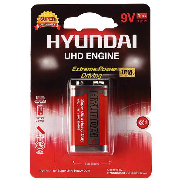 Hyundai Super Ultra Heavy Duty 9V Battery، باتری کتابی هیوندای مدل Super Ultra Heavy Duty