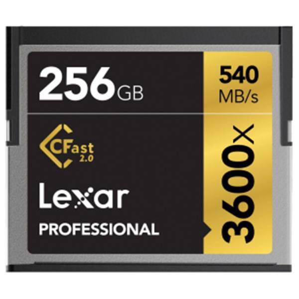 Lexar Professional CFast 2.0 3600X 540MBps CF- 256GB، کارت حافظه CF لکسار مدل Professional CFast 2.0 سرعت 3600X 540MBps ظرفیت 256 گیگابایت