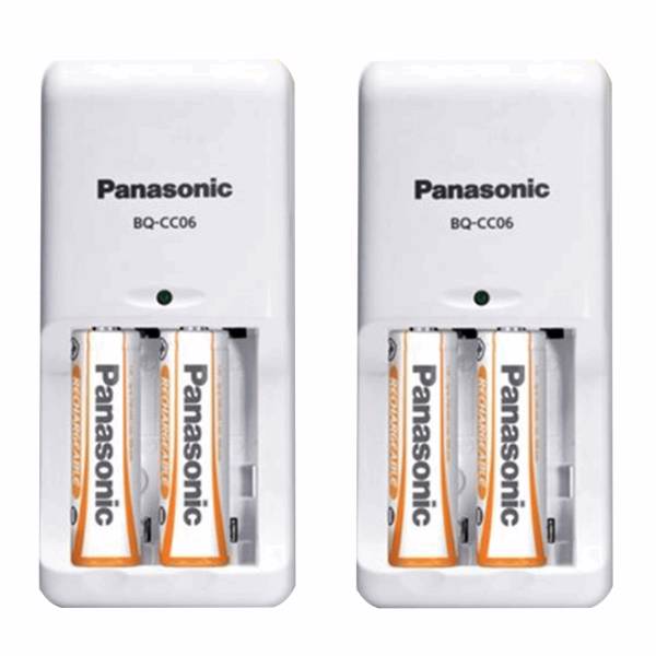 Panasonic Rechargeable Evolta Compact Charger BQ-CC06 2pcs، شارژر باتری پاناسونیک مدل BQ-CC06 بسته 2 عددی