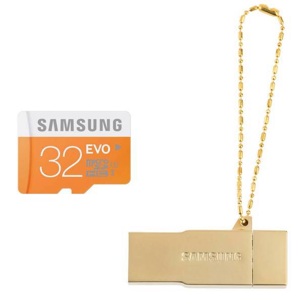 Samsung EVO 32GB microSD with CV-OEM32GB01 Card Reader، کارت حافظه microSDHC سامسونگ مدل EVO ظرفیت 32 گیگابایت به همراه کارت خوان سامسونگ مدل CV-OEM32GB01