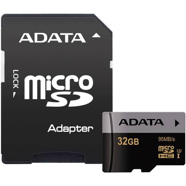 ADATA Premier Pro UHS-I U3 Class 10 95MBps microSDHC With Adapter - 32GB، کارت حافظه‌ microSDHC ای دیتا مدل Premier Pro کلاس 10 استاندارد UHS-I U3 سرعت 95MBps به همراه آداپتور SD ظرفیت 32 گیگابایت