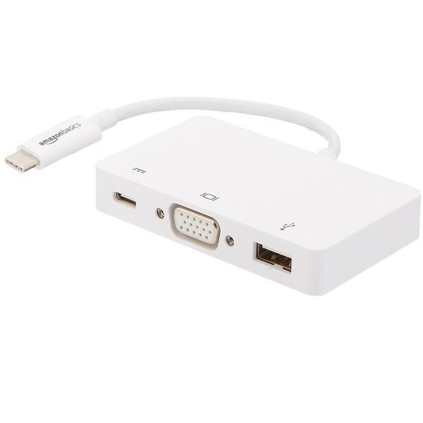 AmazonBasics L6LUD002-CS-R USB-C to USB /USB-C/VGA Adapter، مبدل USB-C به USB /USB-C/VGA آمازون بیسیکس مدل L6LUD002-CS-R