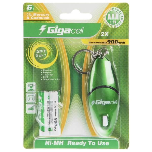 Gigacell 900mAh Rechargeable AAA Battery Pack of 2، باتری نیم قلمی قابل شارژ گیگاسل مدل 900mAh بسته 2 عددی
