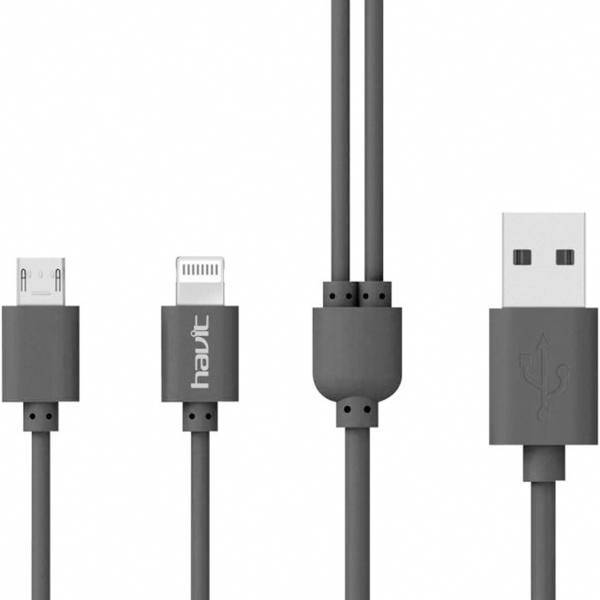 Havit HV-CB527 USB To Lightning And microUSB Cable 1m، کابل تبدیل USB به لایتنینگ و microUSB هویت مدل HV-CB527 به طول 1 متر