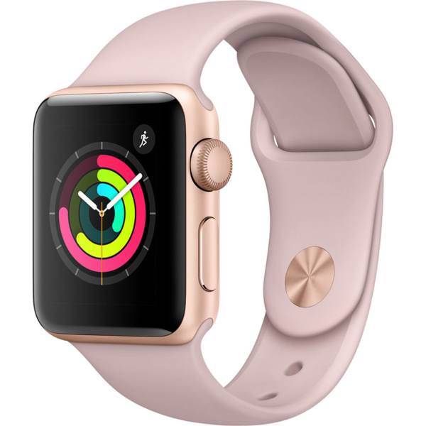 Apple Watch Series 3 GPS 38mm Gold Aluminum Case with Pink Sand Sport Band، ساعت هوشمند اپل واچ 3 مدل 38mm Gold Aluminum Case with Pink Sand Sport Band
