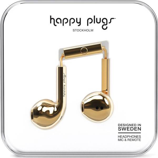 Happy Plugs Earbud Plus Gold Headphones، هدفون هپی پلاگز مدل Earbud Plus Gold