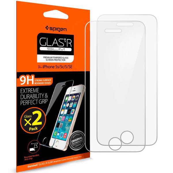Spigen GLAS.tR SLIM Screen Protector For Apple iPhone SE، محافظ صفحه نمایش شیشه ای اسپیگن مدل GLAS.tR Slim مناسب برای گوشی موبایل آیفون SE