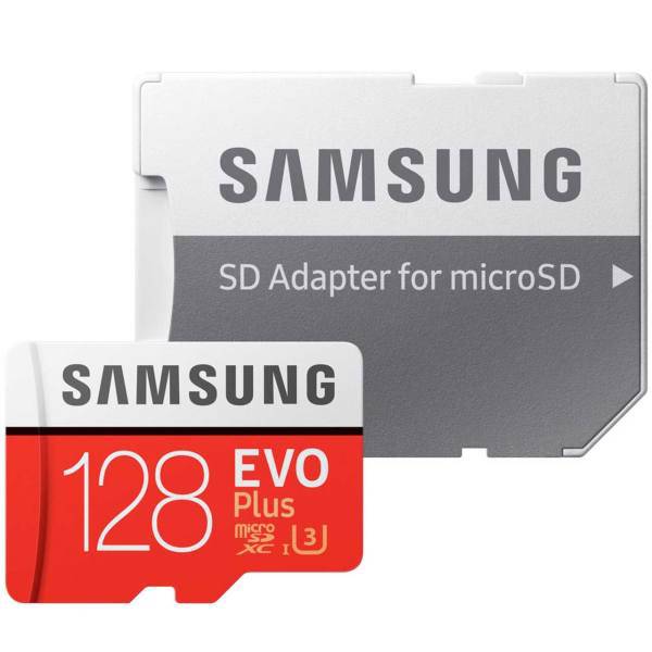 Samsung Evo Plus UHS-I U3 Class 10 100MBps microSDXC With Adapter - 128GB، کارت حافظه microSDXC سامسونگ مدل Evo Plus کلاس 10 استاندارد UHS-I U3 سرعت 100MBps همراه با آداپتور SD ظرفیت 128 گیگابایت