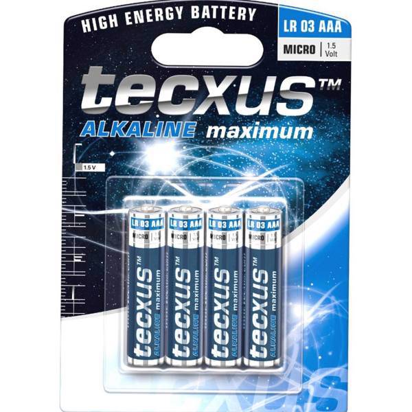 Tecxus Alkaline Maximum LR 03 AAA Batteryack Of 4، باتری نیم قلمی تکساس مدل Alkaline Maximum - بسته 4 عددی