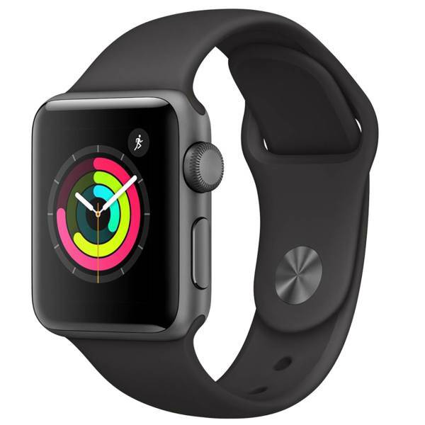 Apple Watch Series 3 GPS 38mm Space Gray Aluminum Case with Gray Sport Band، ساعت هوشمند اپل واچ 3 مدل 38mm Space Gray Aluminum Case with Gray Sport Band