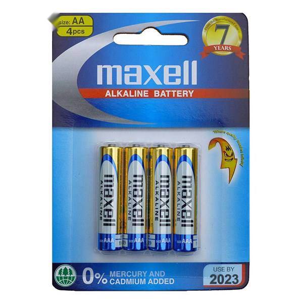 Maxell Alkaline AA Battery Pack Of 4، باتری قلمی مکسل مدل Alkaline بسته 4 عددی