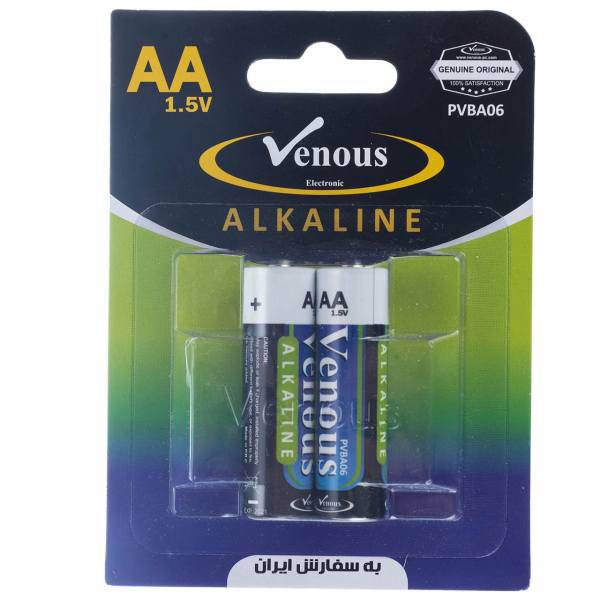 Venous Alkaline AA Battery Pack of 2، باتری قلمی ونوس مدل Alkaline بسته 2 عددی
