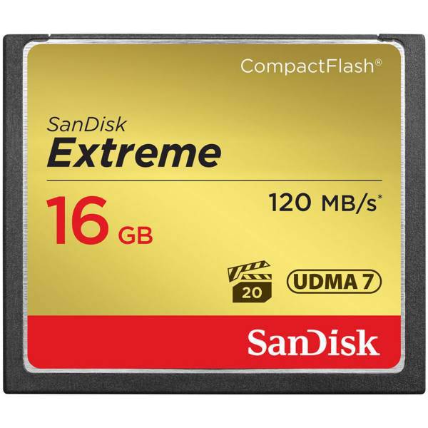 SanDisk Extreme CompactFlash 800X 120MBps - 16GB، کارت حافظه CompactFlash سن دیسک مدل Extreme سرعت 800X 120MBps ظرفیت 16 گیگابایت