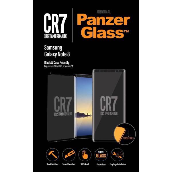 panzerglass with CR7 logo for sumsung galaxy note 8، محافظ صفحه نمایش پنزر گلس مناسب برای گوشی سامسونگ note 8