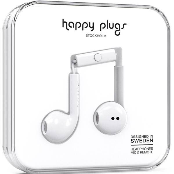Happy Plugs Earbud Plus White Headphones، هدفون هپی پلاگز مدل Earbud Plus White