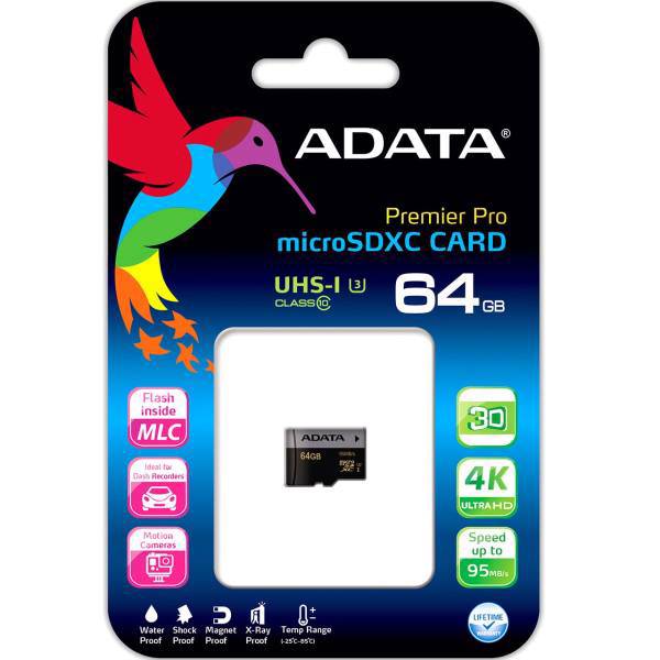 ADATA Premier Pro UHS-I U3 Class 10 95MBps microSDXC - 64GB، کارت حافظه‌ microSDXC ای دیتا مدل Premier Pro کلاس 10 استاندارد UHS-I U3 سرعت 95MBps ظرفیت 64 گیگابایت