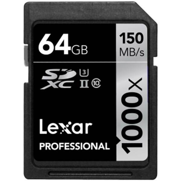 Lexar Professional UHS-II U3 Class 10 1000X 150MBps SDXC - 64GB، کارت حافظه SDXC لکسار مدل Professional کلاس 10 استاندارد UHS-II U3 سرعت 150MBps 1000X ظرفیت 64 گیگابایت