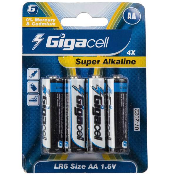 Gigacell Super Alkaline AA Batteryack of 4، باتری قلمی گیگاسل مدل Super Alkaline - بسته 4 عددی