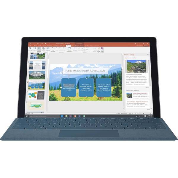 Microsoft Surface Pro 2017 - F - With Cobalt Blue Signature Type Cover And Senobar Leather Bag- 1TB Tablet، تبلت مایکروسافت مدل Surface Pro 2017 - F به همراه کیبورد سیگنیچر رنگ آبی کبالت و کیف چرم صنوبر - ظرفیت 1 ترابایت