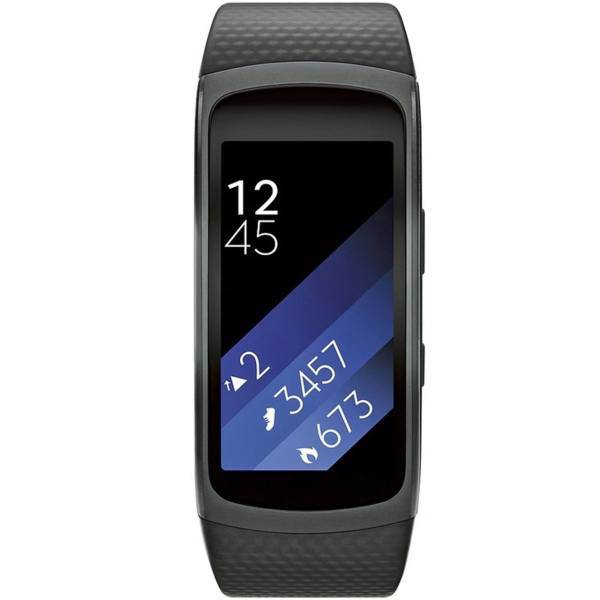Samsung Gear Fit2 SmartBand With Large Gray Buckle، مچ بند هوشمند سامسونگ مدل Gear Fit2 با بند خاکستری سایز بزرگ