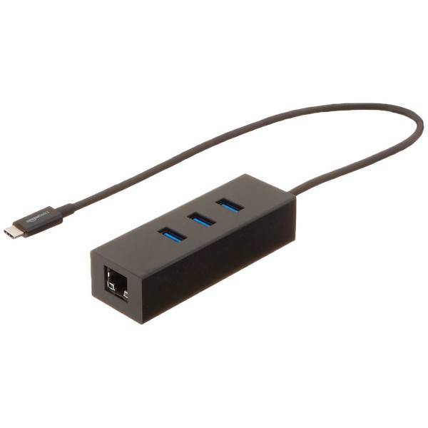 AmazonBasics L6LUD001-CS-R USB-C to USB 3.1/Ethernet Adapter، مبدل USB-C به USB 3.1/Ethernet آمازون بیسیکس مدل L6LUD001-CS-R