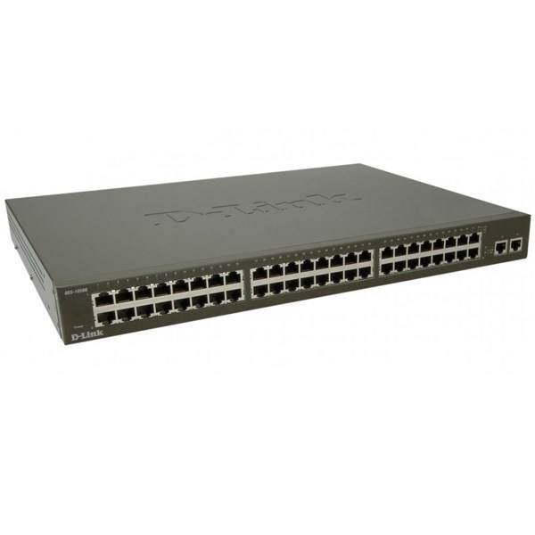 D-Link DES-1050G 48-Port 10/100Mbps Unmanaged Ethernet Switch + 210/100/1000Mbps Port، سوییچ 48 پورت مگابیتی و رکمونت دی-لینک مدل DES-1050G همراه با 2 پورت گیگابیتی