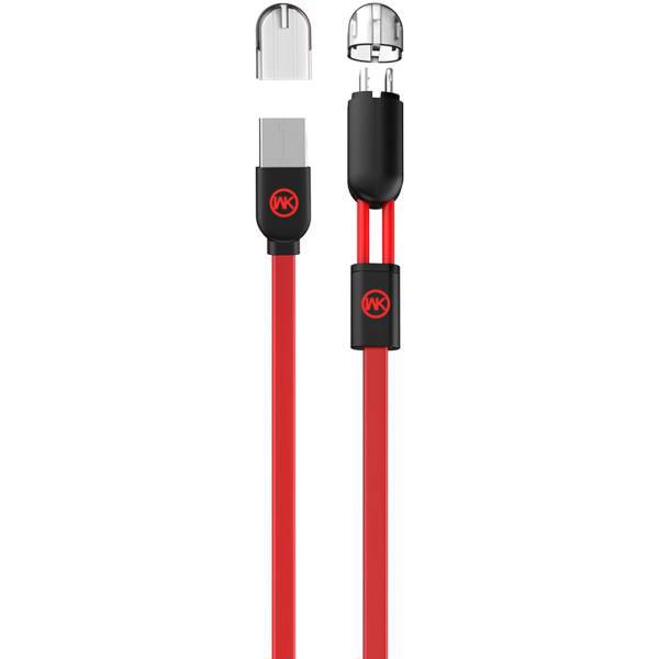 WK 2 in 1 Data Lines USB To Lightning/microUSB Cable 1m، کابل تبدیل USB به microUSB/لایتنینگ دبلیو کی مدل Data Lines 2 In 1 طول 1 متر