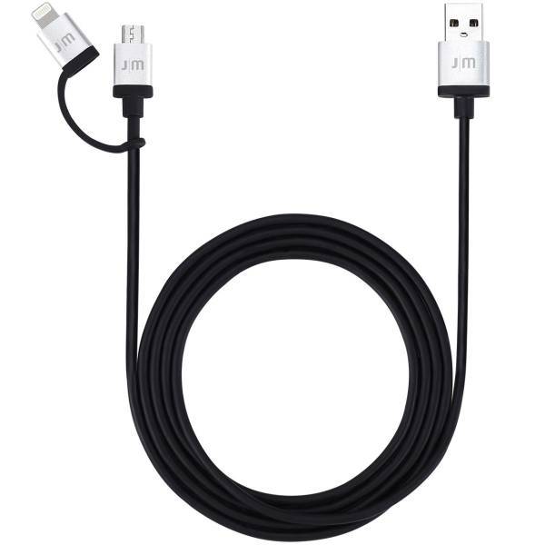 Just Mobile AluCable Duo USB To microUSB And Lightning Cable 1.5m، کابل تبدیل USB به microUSB و لایتنینگ جاست موبایل مدل AluCable Duo به طول 1.5 متر