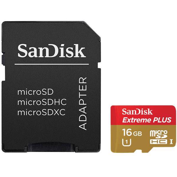 Sandisk Extreme Plus UHS-I U1 Class 10 80MBps 533X microSDHC With Adapter - 16GB، کارت حافظه MicroSDHC سن دیسک مدل Extreme Plus کلاس 10 استاندارد UHS-I U1 سرعت 80MBps 533X همراه با آداپتور SD ظرفیت 16 گیگابایت