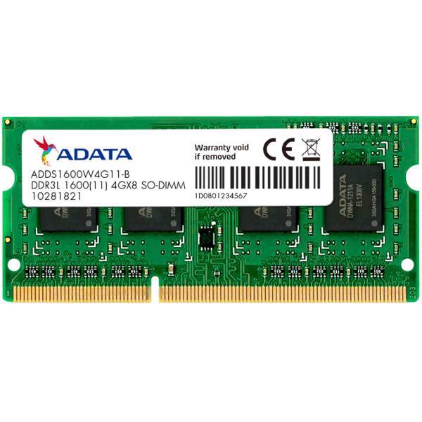 Adata DDR3L 1600MHz CL11 Single Channel Laptop RAM - 4GB، رم لپ تاپ DDR3L تک کاناله 1600 مگاهرتز CL11 ای دیتا ظرفیت 4 گیگابایت