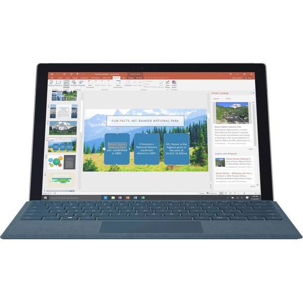 Microsoft Surface Pro 2017 - With Cobalt Blue Signature Type Cover And Senobar Leather Bag- 128GB Tablet، تبلت مایکروسافت مدل Surface Pro 2017 به همراه کیبورد سیگنیچر رنگ آبی کبالت و کیف چرم صنوبر - ظرفیت 128 گیگابایت