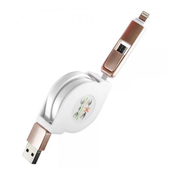 کابل تبدیل USB به لایتنینگ و MicroUSB مدل TPE Material به طول 1 متر