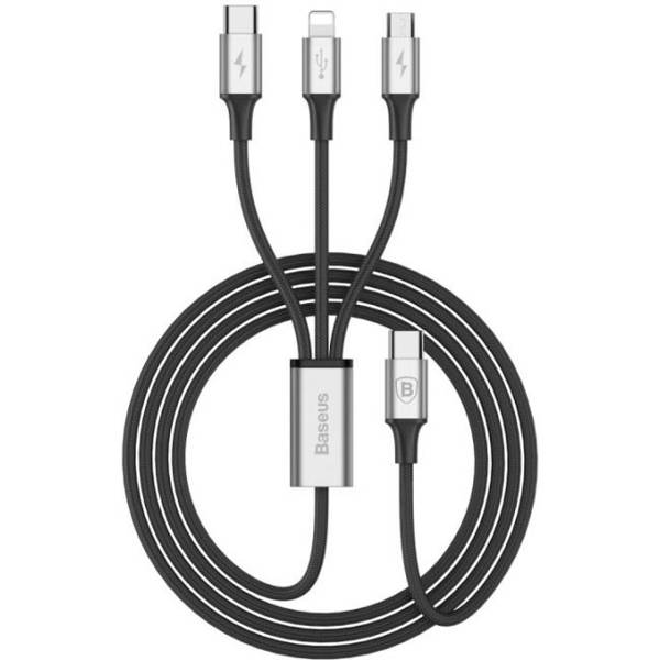 Baseus Rapid USB-C To Lightning / MicroUSB / USB-C Cable 1.2m، کابل تبدیل USB-C به Lightning / MicroUSB / USB-C باسئوس مدل Rapid طول 1.2 متر