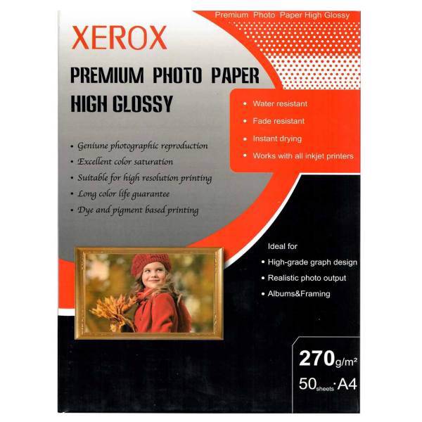 Xerox High Glossy Photo Paper A4 Pack Of 50، کاغذ عکس زیراکس مدل High Glossy سایز A4 بسته 50 عددی
