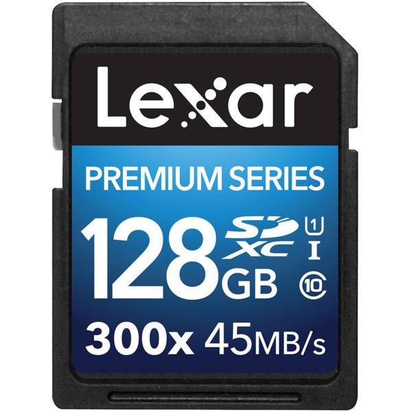 Lexar Premium UHS-I U1 Class 10 300X 45MBps SDXC - 128GB، کارت حافظه SDXC لکسار مدل Premium کلاس 10 استاندارد UHS-I U1 سرعت 45MBps 300X ظرفیت 128 گیگابایت