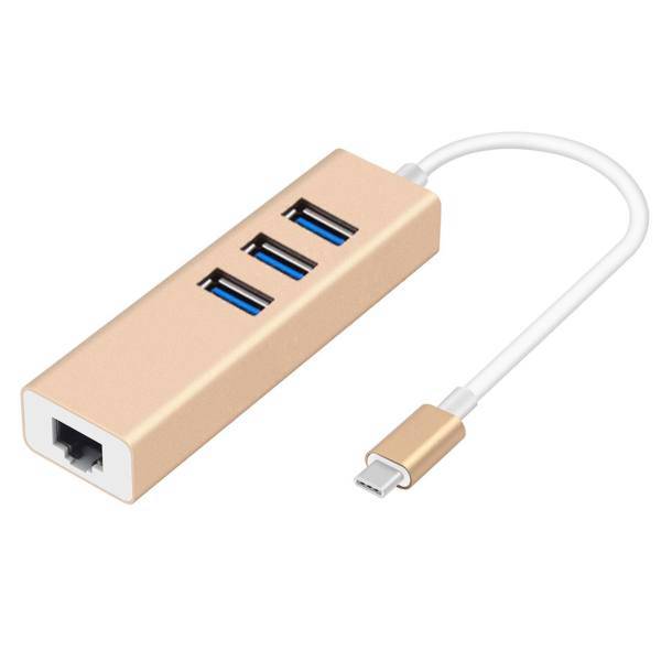 Macbook USB Type-c to Ethernet And USB 3.0 Adapter، مبدل USB Type C به Ethernet و 0.USB 3 مدل Macbook