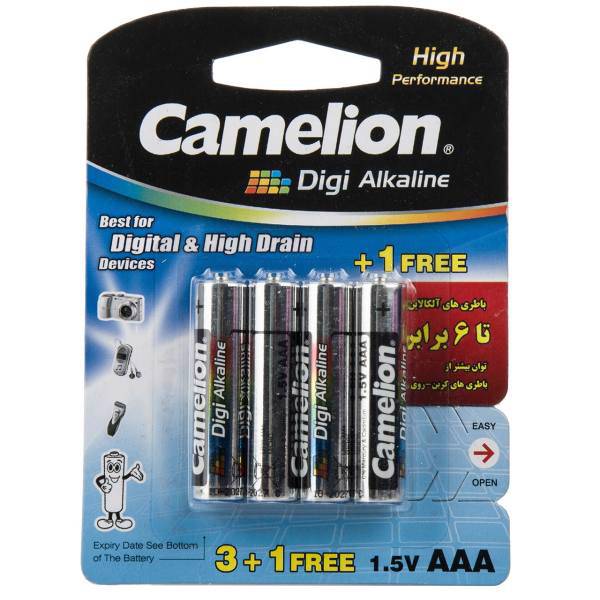 Camelion Digi Alkaline AAA Batteryack of 4، باتری نیم‌قلمی کملیون مدل Digi Alkaline بسته 4 عددی