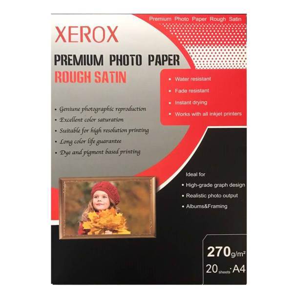 XEROX Rough Satin Premium Photo Paper A4 Pack Of 20، کاغذ عکس زیراکس مدل Rough Satin سایز A4 بسته 20 عددی