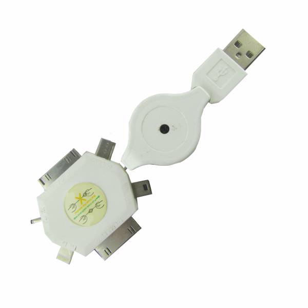 کابل تبدیل USB به 30-پین و لایتینگ و P1000 وMicroUSB و MiniUSB و سوزنی مدل Ke-ucp به طول 0.75 متر